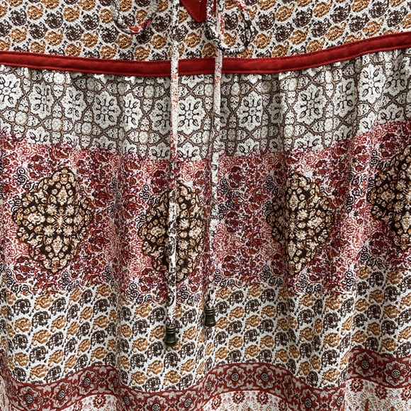 Skies Are Blue orange and cream patterned blouse - Picture 4 of 10